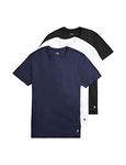 POLO Men's Polo Ralph Lauren Slim Fit Wicking Crew Undershirts (3 Pack), Cruise Navy/White, White/Cruise Navy, Polo Black/White, Large