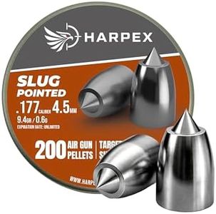 Harpex Slug Pointed .177 Cal Airgun Pellets – 9.4 Grain High-Precision Slug Design – Enhanced Penetration & Long-Range Accuracy – Premium Lead Pellets for Target Shooting & Small Game - 200ct