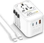 QENEQ Universal Travel Adapter International Travel Adapter Travel Plug Adapter All in One European Travel Plug Adapter USB A USB C Wall Charger Power Outlet Smart Outlet for Europe USA UK AUS Asia