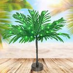 23 In Lighted Palm Tree Table Decor, Tropical Artificial Palm Tree Lights Branches Battery USB Powered, LED Mini Light Up Palm Tree Decor Table Centerpiece for Luau Summer Hawaiian Party Tiki Bar Home