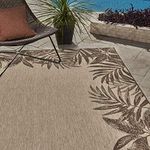 Gertmenian 21261 Outdoor Rug Freedom Collection Indoor Outdoors Bordered Modern Smart Care Patio Porch Deck Area Carpet 8x10 Large, Palm Tree Border