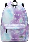 mygreen Galaxy Backpack for Girls, Boys, Kids, Teens 14 inch Durable Book Bags for Elementary, Middle, Junior High School Students, A Gift That Gives Back Green Purple