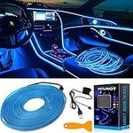 Keiurot El Wire Car Lights Neon Light for Car USB Blue 10M/32Ft Car Ambient Lighting Atmosphere Car Led Interior Strip Light Sewing Edge Decoration Dashboard Lights Strip LED Trim Wire Light for Car