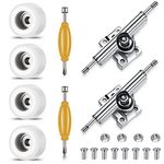 Zhehao 4 Set White Fingerboard Bearing Wheels 4 Pack Standard Fingerboard Tool Fingerboard Cnc Lathed Bearing Wheels Fingerboard Screwdriver And Nut Driver For 34 Mm Wide Decks Finger Skateboard