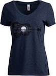 Acoustic Guitar Moonrise | Guitarist Musician Music Player for Women's V-Neck T-Shirt-(Vneck,XL) Vintage Navy