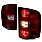 DNA MOTORING TL-ZTL-005-DKR Pair of Tail Lights Compatible with 07-13 Silverado 1500/07-14 Silverado 2500 3500,Dark Red/Clear