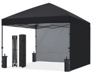 ABCCANOPY 3x3M Pop up Gazebo With Two Side Panels Upgraded Roller Bag, 4 Weight Bags, Stakes and Ropes (Black)