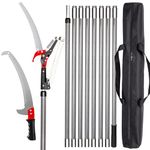 Walensee Pole Saws for Tree Trimming,220-823cm Extendable Tree Pruner,Manual Branch Timmer with Blade and Scissors High Branches Pruning Fiberglass Pole Pruner and Cutter Garden Tool with Storage Bag