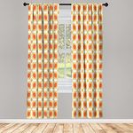 Ambesonne Geometric Window Curtains, Linked Bold Geometric Shapes 70s Vintage Minimalist Pattern Bohemian Design, Lightweight Decorative 2-Panel Set & Rod Pocket, Pair of - 28" x 63", Orange Cream