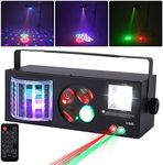 Litake Party Lights, DJ Disco Lights for Parties, 4 in 1 Mixed Effect, Sound Activated RGBW GOBO Pattern Beam Strobe Light by Remote and DMX Control for Stage DJ Disco Party Wedding Birthday Christmas