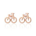 Stud Earring for Women,Bicycle Earring Stud Girl Silver Dangle Earring Small Stainless Steel Earring (Rose Gold Plated)