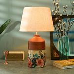 Brick Brown ® Premium Wooden Pastel Flora Lamp with Shade & Bulb | Lamps for Home Decoration | Bedside Lamp | Night Lamp for Living Room | Lamps for Study Room | Night Lamp for Bedroom Side Table