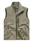 Sukany Men's Casual Fishing Safari Utility Vest Lightweight Quick Dry Cargo Military Gilets Sleeveless Photography Shooting Hunting Camping Waistcoat Outdoor Travel Jacket with Pockets Khaki S