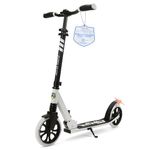 Lightweight and Foldable Kick Scooter - Adjustable Scooter for Teens and Adult, Alloy Deck with High Impact Wheels (Black and White)