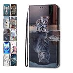 Phone Case for Samsung Galaxy A50 Leather Wallet Flip Cover with Pattern Design Card Holder Slot Silicone Protective for Girls Boys - Cat