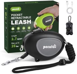 pecute Retractable Dog Leash for Small Pet with Light up to 26lbs