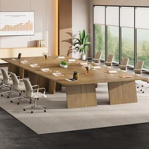 Tribesigns Conference Table, 8ft Conference Room Table for 10 People, Large Meeting Desk with Cable Grommet, Modern Boardroom Table for Office Conference (4, Brown)