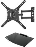 VIVO 23 to 55 inch Screen TV Wall Mount with Adjustable Tilt and Entertainment Shelf, Floating AV, DVD Shelving, Black, Mount-VWSF1