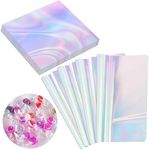 Prudiut 150 Pieces Cellophane Sheets Iridescent Cellophane Wrap Easter Cellophane Gift Wrap for Iridescent Film Crafts Decoration Holographic Candy Wraps (9 x 9 Inch)