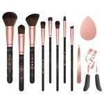 NIZIYI 11-Piece Makeup Brush Set, Tarot Design, Includes Foundation Brush, Powder Puff, Eyebrow Tweezers, Eyelash Curler, Highlighter Brush, Concealer Brush, Blusher Brush, Powder Brush (Tarot)