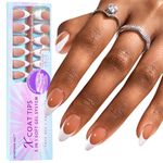 Gel X Nail Tips Almond - BTArtboxnails French Tip Press on Nails XCOATTIPS Pre-applied Tip Primer & Base Coat, Fake Nails No Need to File for Nail Art DIY Easter Day Gifts