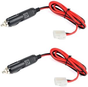 UAYESOK Mobile Radio Power Cable, T Shape 12V DC Power Cord Power Cigarette Lighter LED Lights for Icom 2730a Yaesu Kenwood BTECH uv-25x2 Anytone at-778uv Mobile Transceiver (2 Pack)