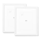 Set of 2, (8x10 in | 20x25 cm) White Solid Oak Wood Picture Frame Matted Poster Frame Wall and Tabletop Photo Frame