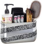 Creative Scents Silver Mosaic Bathroom Toothbrush Organizer - Countertop Electric Bathroom Toothbrush And Toothpaste Holder For Makeup Brush Holder, Bathroom Counter/vanity Organizer With 3 Wide Slots
