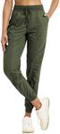 Willit Women's Workout Jogger Studio Track Athletic Pants Hiking Casual Pants with Pockets Lightweight Army Green L