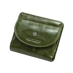 Ladies 100% Real Leather Purse Casual Business Wallet Coin Pocket for Women Card Holder Small Clutch (S, Green)