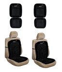 A2D Car Wooden Velvet Border Bead Lumber Seat Cover Black Set of 2 for Toyota Innova Crysta