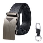 flintronic Men’s Leather Belt, Automatic Buckle Leather Ratchet Belt 3.5cm * 125cm (Keychain & Gift Box Include)