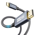 USB C to HDMI Cable 15 FT, CABNEER 4K 30Hz USB Type C to HDMI Nylon Braided for Thunderbolt 3/4