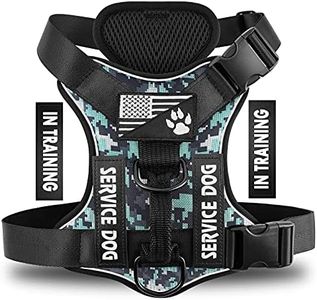 Demigreat Service Dog Harness, Reflective Dog Vest Harness with 5 PCS Patches, Adjustable Soft Oxford Pet Harness, Inner Layer Mesh, Easy to Control for Small Medium Large Dogs