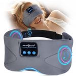 MUSICOZY Sleep Mask Headphones, 100% Blackout Bluetooth Eye Mask with Ultra-Thin Speakers & 16Hrs Playtime, Wireless Bluetooth Sleep Headphones for Side Sleepers, Travel, Meditation & Yoga