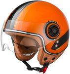 Comrider Open Face Motorcycle Helmet for Adults, Half Face Moped Helmets for Men, 3/4 Retro Vespa Helmet, Classic Vintage Motorcycle Helmet for Women, DOT Approved (Small, Orange)