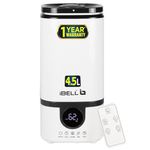 iBELL Humidifier for room with Remote, Digital display, 4.5L, Ultrasonic, Adjustable Mist Output, Super Quiet 360° Nozzle, Lasts Up To 24 Hrs, Essential Oil Diffuser, HU450RB (White)