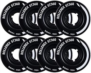 Rollerex ST360 92A Roller Skate Wheels (8-Pack) (Color Options) - Indoor Outdoor - Use for Quad Skate Wheel Replacement (Steel Black)