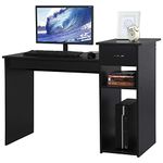 Yaheetech Wood Office Desk Computer Workstation PC Laptop Writing Table with Shelf and Drawer for Small Spaces,112x50x82cm