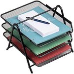 Mind Reader 3-Tier Paper Tray, Desktop Organizer, File Storage, Office, Metal Mesh, 11.75" L x 13.75" W x 10" H, Black