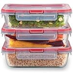 Pyrex Freshlock 6-Pieces 6-Cup Glass Food Storage Containers Set, Airtight & Leakproof Locking Lids, Freezer Dishwasher Microwave Safe, 6 Piece Set (3 Containers & 3 Lids)