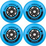 AOWESM Inline Skate Wheels 72mm 76mm 80mm 85a Outdoor Skate Roller Blade Hockey Replacement Wheels w/Bearings ABEC-9 and Floating Spacers (4 Pack) (Blue, 76mm)