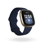 Fitbit Versa 3 Health & Fitness Smartwatch with GPS, 24/7 Heart Rate, Voice Assistant & up to 6+ Days Battery, Midnight / Soft Gold