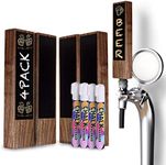 Silginnes Chalkboard Beer Tap Handles - 4-Pack Wooden Walnut Beer Tap Handles With Chalkboard And Pen - Best For Homebrew, Kegerators And Bars - Makes A Great Gift For Beer Lovers And Homebrewers