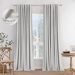 MIULEE 100% Blackout Curtains 84 inches Long Linen Curtains & Drapes for Bedroom Living Room Darkening Full Light Blocking Window Curtain Panels Rod Pocket & Back Tab,Beige,2 Panels