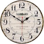 Toudorp 14 Inch Wall Clock Wooden French Country Style Silent Wall Clock Battery Operated Non Ticking Quality Round Quartz Wall Clocks Easy to Read Home Decorative Vintage Wall Clock