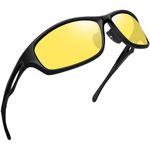 Joopin Sports Night Driving Glasses for Men UV Protection Anti Glare Night Vision Glasses for Driving Women Yellow Glasses(yellow lens)