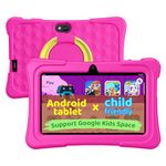 Kids Tablet, 7 Inch Android 15 Tablet for Kids, 8GB+32GB 1TB Expanding, Quad Core Toddler Tablets with Shockproof Case, BT5.0, WiFi 5, Parental Controls, Games, Dual Camera (Rose)