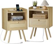 SUPERJARE Nightstands Set of 2, Nig