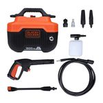 BLACK+DECKER BEPW1600H 1300W 1600 PSI 110 Bar Horizontal Pressure Washer for Car, Bike, Home & Garden Cleaning Use with Multiple Accessories Included, 1 Year Warranty, Orange & Black